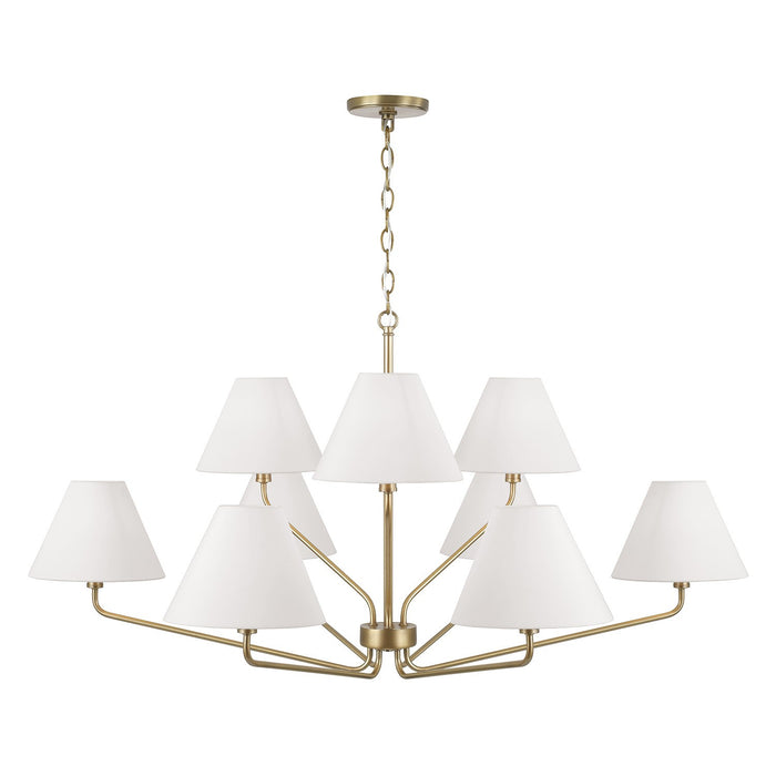 Capital Lighting 456691AD-714 Nine Light Chandelier, Aged Brass