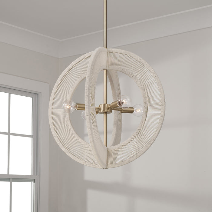Capital Lighting 349843MA Four Light Pendant, Matte Brass