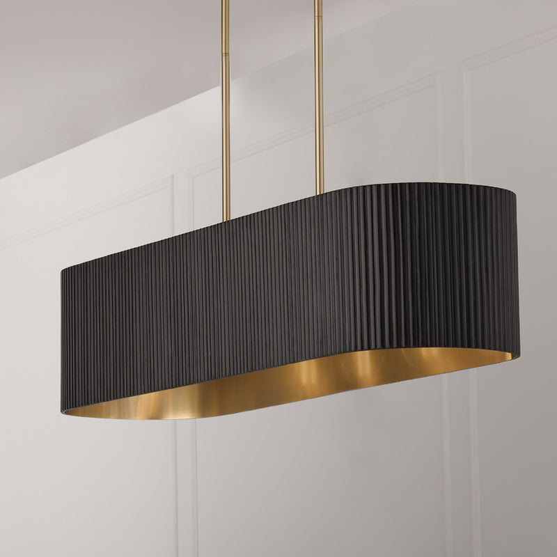Capital Lighting 850751KR Five Light Island Pendant, Black Stain and Matte Brass