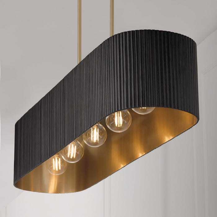 Capital Lighting 850751KR Five Light Island Pendant, Black Stain and Matte Brass