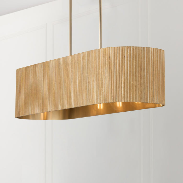 Capital Lighting 850751WS Five Light Island Pendant, White Wash and Matte Brass