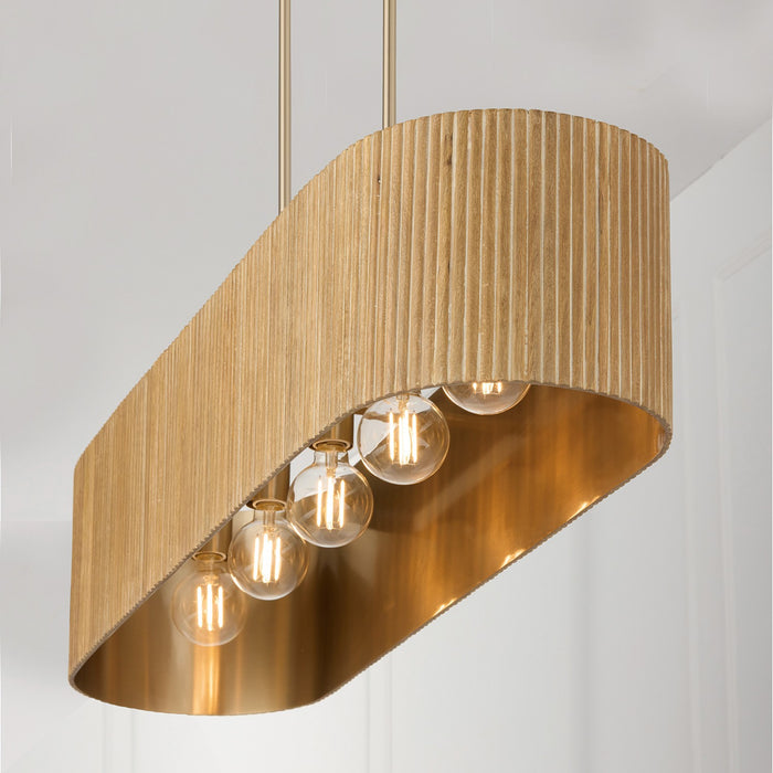 Capital Lighting 850751WS Five Light Island Pendant, White Wash and Matte Brass