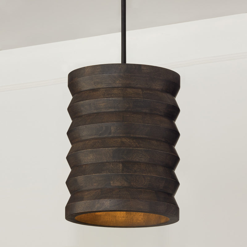 Capital Lighting 354011EB One Light Pendant, Espresso Stain and Black