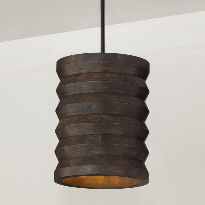Capital Lighting 354011EB One Light Pendant, Espresso Stain and Black