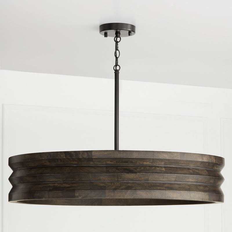 Capital Lighting 454041EB Four Light Chandelier, Espresso Stain and Black