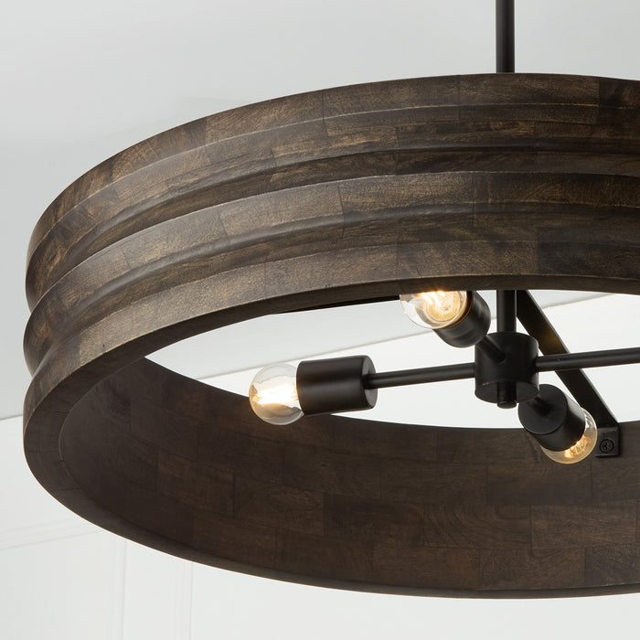 Capital Lighting 454041EB Four Light Chandelier, Espresso Stain and Black
