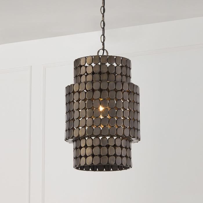 Capital Lighting 354111DR One Light Pendant, Dark Brass
