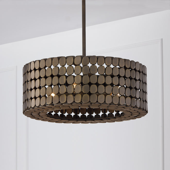 Capital Lighting 354141DR Four Light Pendant, Dark Brass