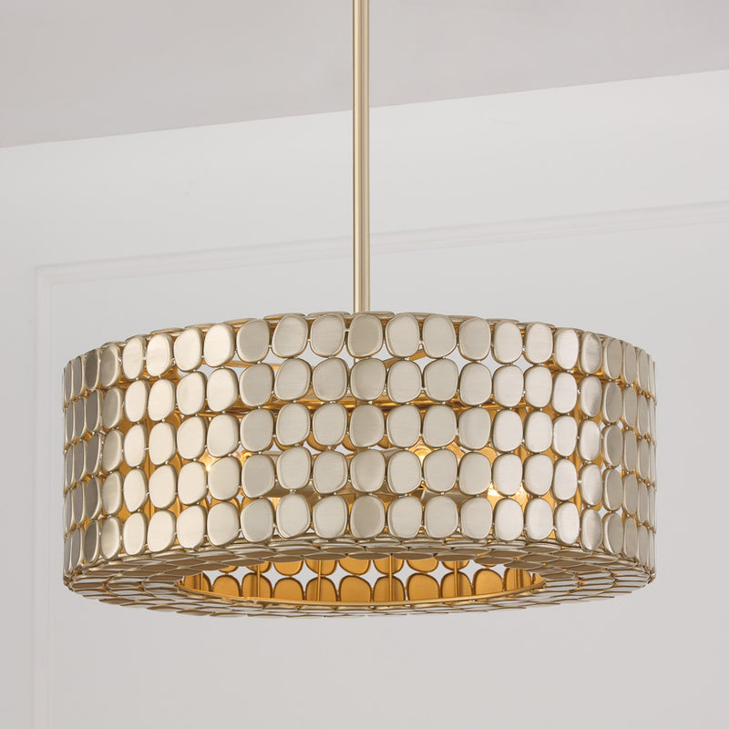 Capital Lighting 354141HB Four Light Pendant, Champagne Brass