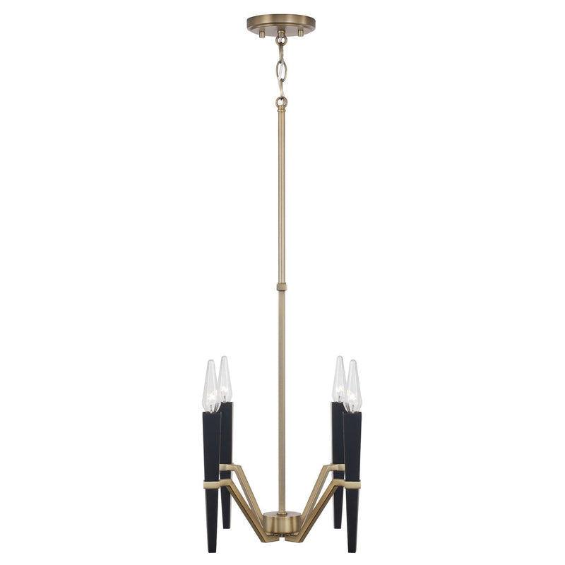 Capital Lighting 453841AB Four Light Chandelier, Aged Brass and Black