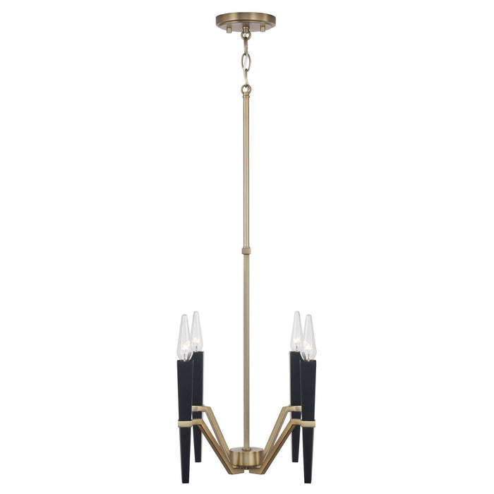Capital Lighting 453841AB Four Light Chandelier, Aged Brass and Black
