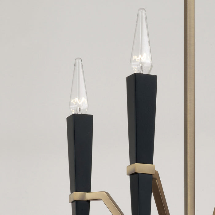 Capital Lighting 453841AB Four Light Chandelier, Aged Brass and Black