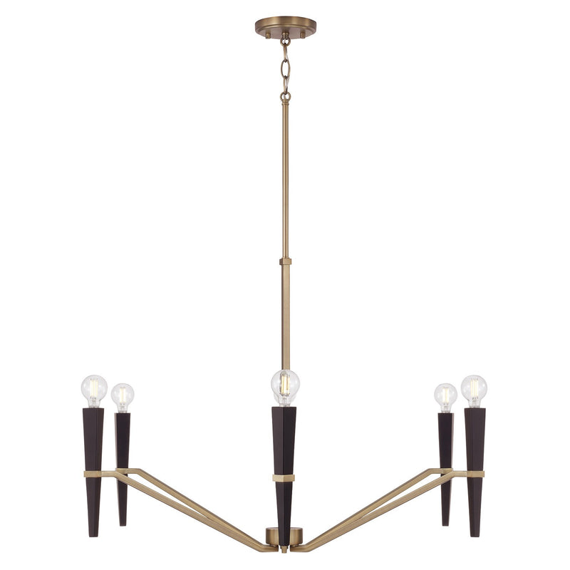 Capital Lighting 453861AB Six Light Chandelier, Aged Brass and Black