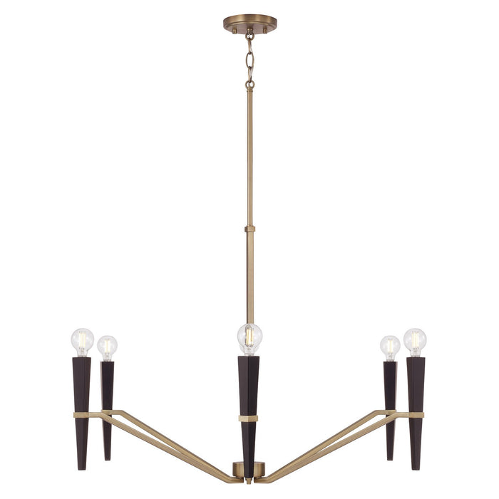 Capital Lighting 453861AB Six Light Chandelier, Aged Brass and Black