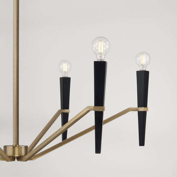 Capital Lighting 453861AB Six Light Chandelier, Aged Brass and Black