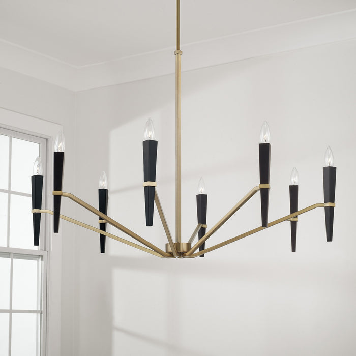 Capital Lighting 453881AB Eight Light Chandelier, Aged Brass and Black