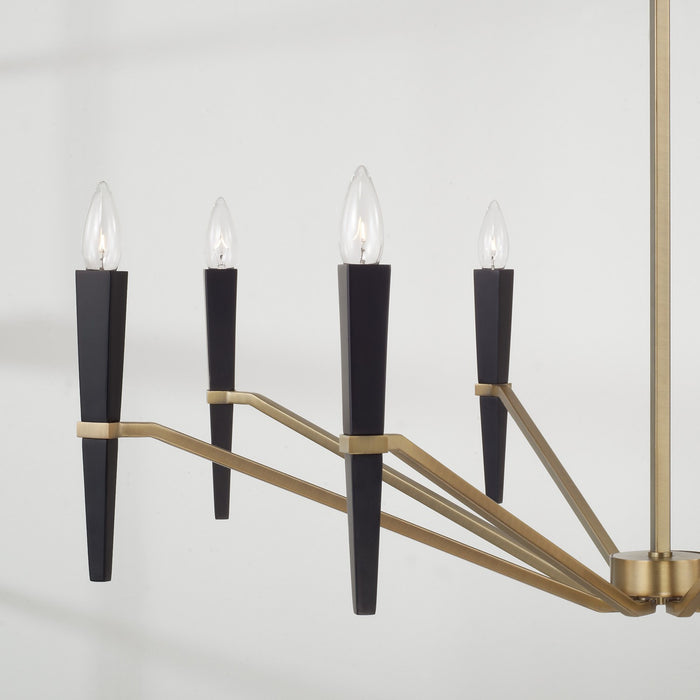 Capital Lighting 453881AB Eight Light Chandelier, Aged Brass and Black