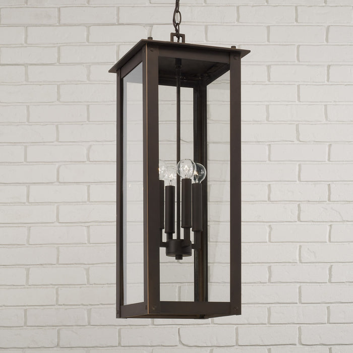 Capital Lighting 934644OZ Four Light Outdoor Hanging Lantern, Oiled Bronze