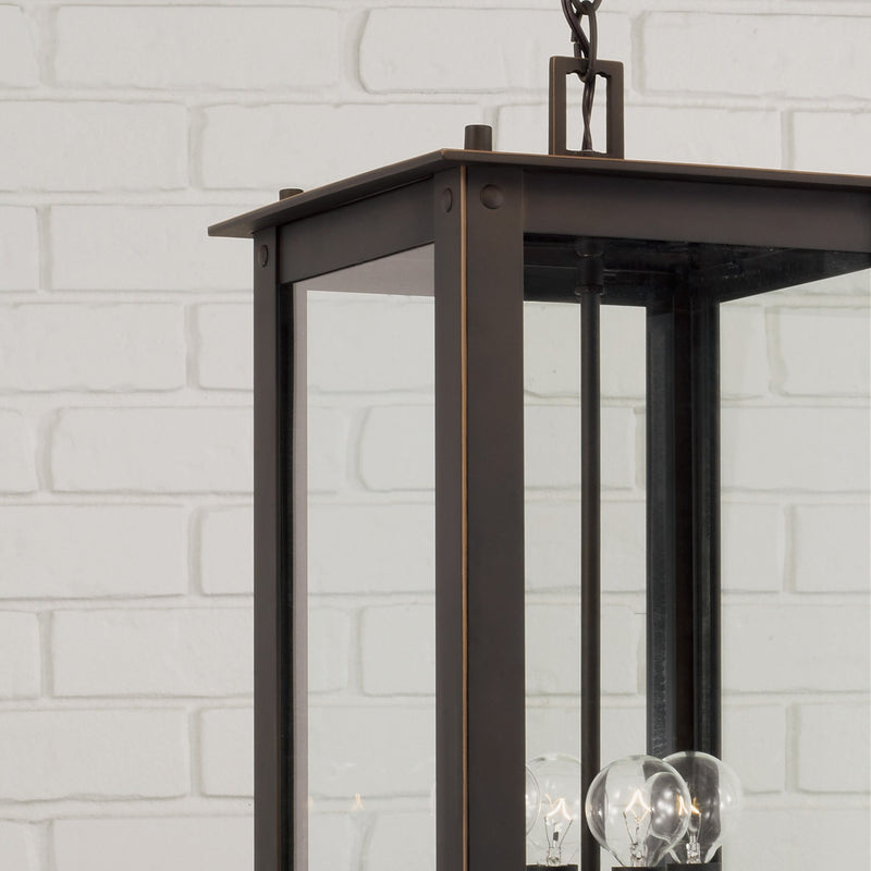 Capital Lighting 934644OZ Four Light Outdoor Hanging Lantern, Oiled Bronze