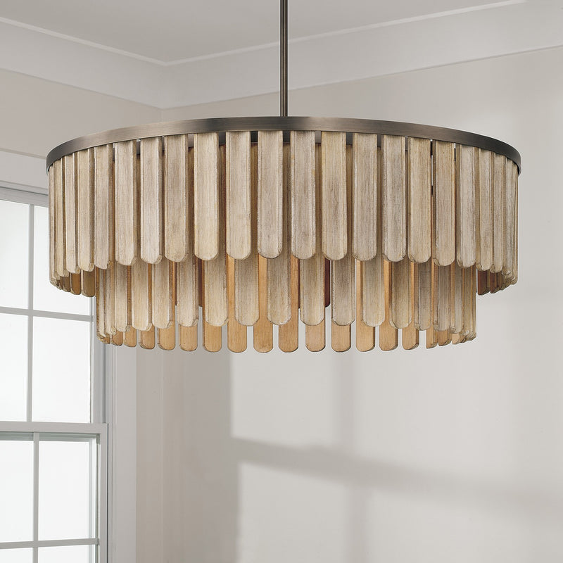 Capital Lighting 355661DR Six Light Pendant, Dark Brass