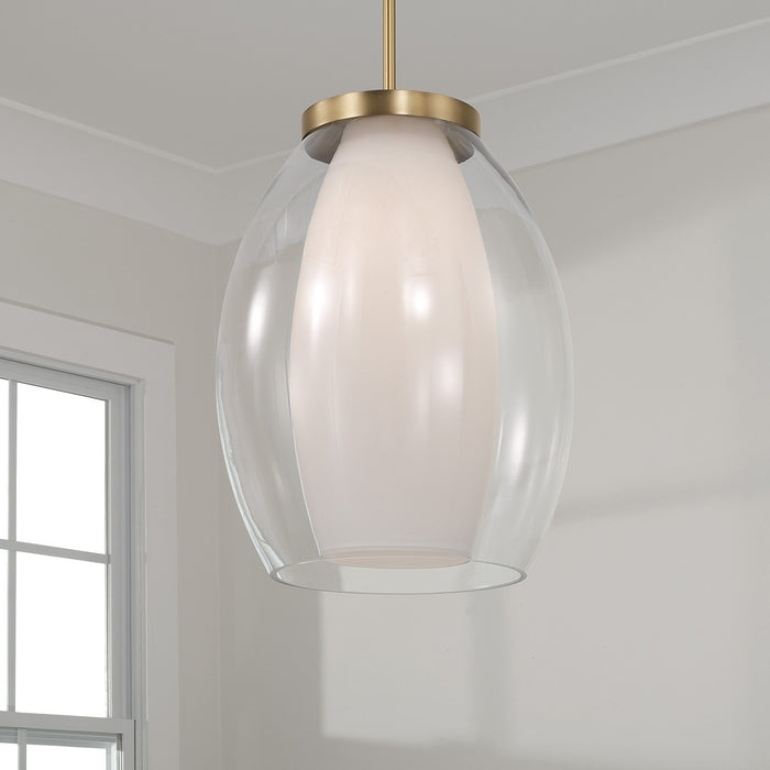 Capital Lighting 355911AD One Light Pendant, Aged Brass