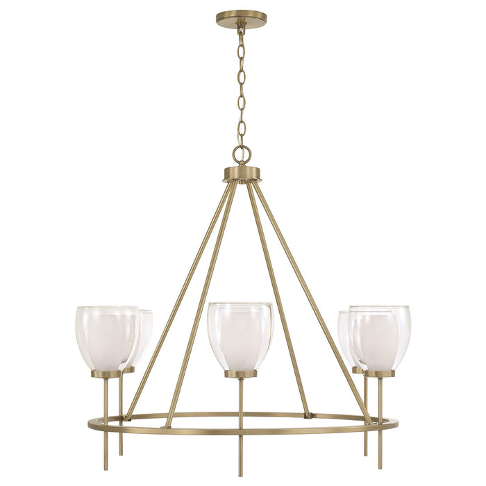 Capital Lighting 455961AD Six Light Chandelier, Aged Brass