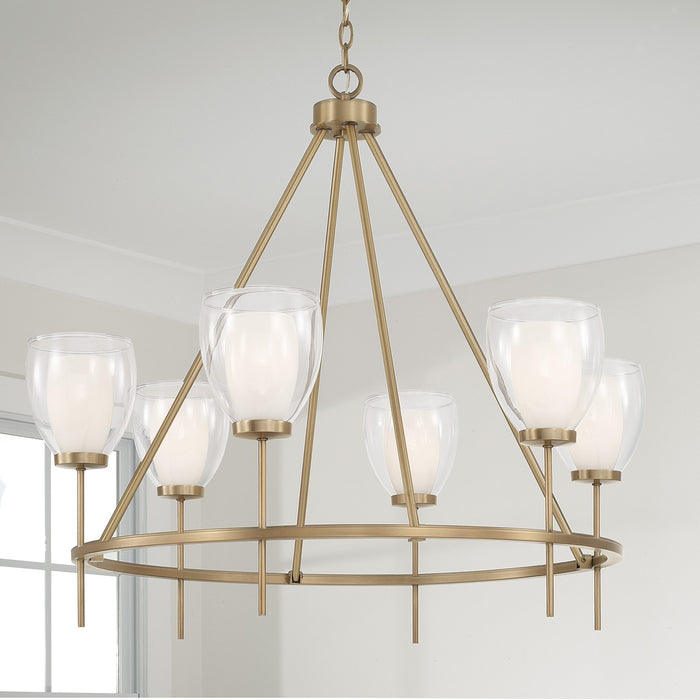 Capital Lighting 455961AD Six Light Chandelier, Aged Brass