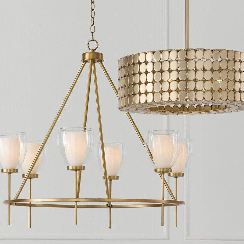 Capital Lighting 455961AD Six Light Chandelier, Aged Brass