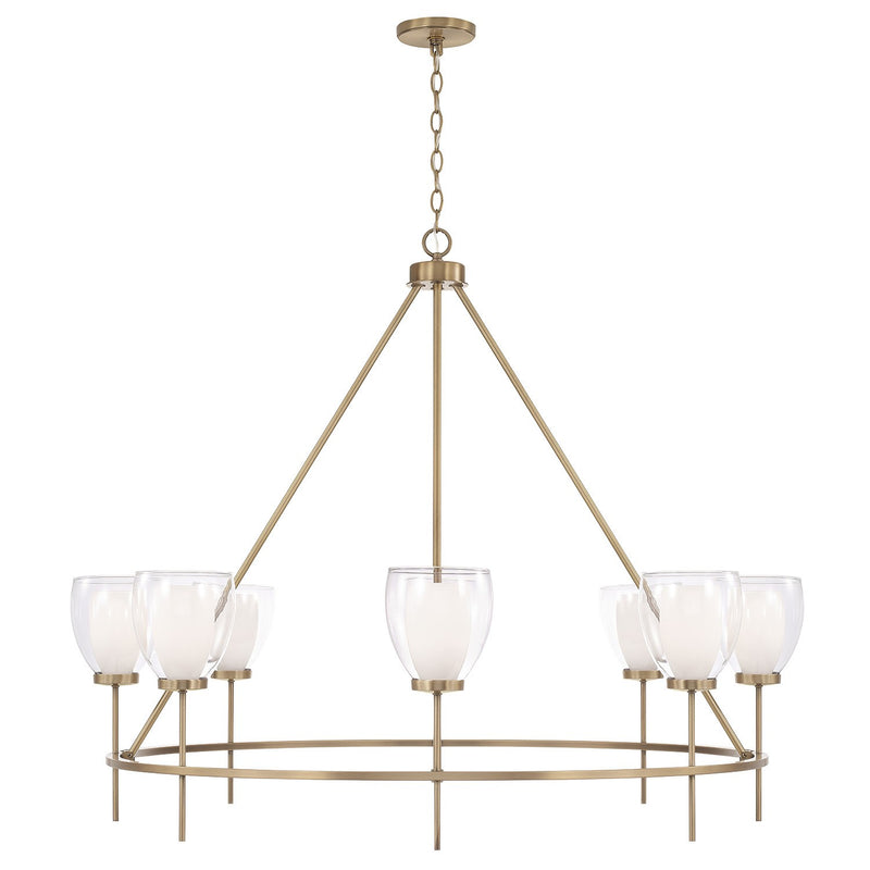Capital Lighting 455981AD Eight Light Chandelier, Aged Brass