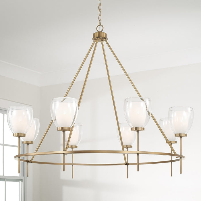 Capital Lighting 455981AD Eight Light Chandelier, Aged Brass
