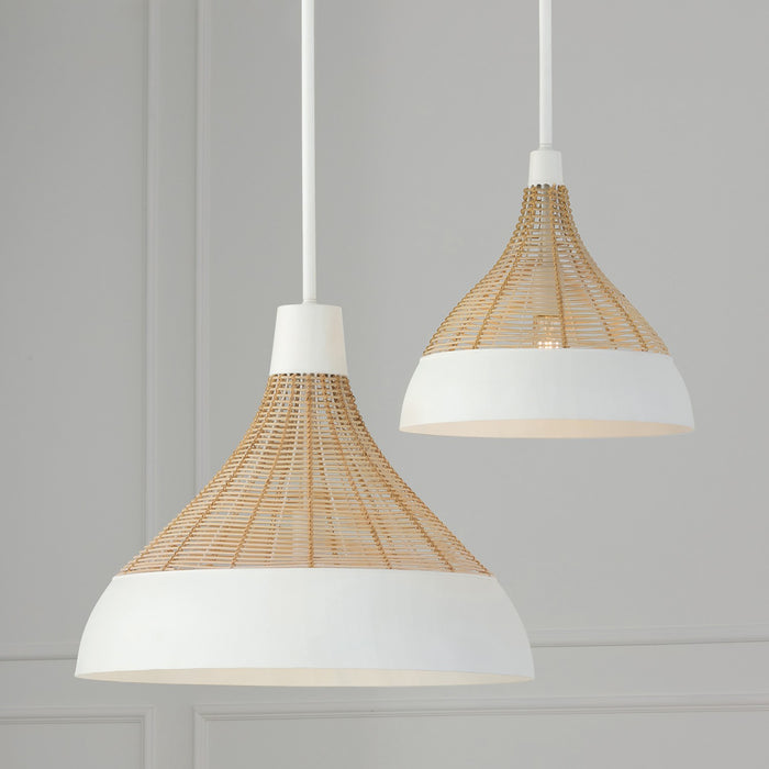 Capital Lighting 353911WE One Light Pendant, Matte White