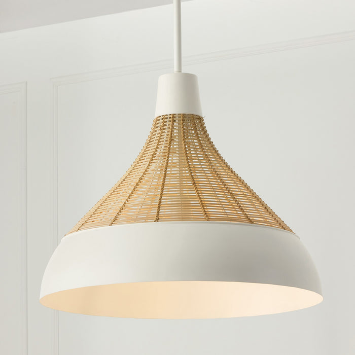 Capital Lighting 353912WE One Light Pendant, Matte White