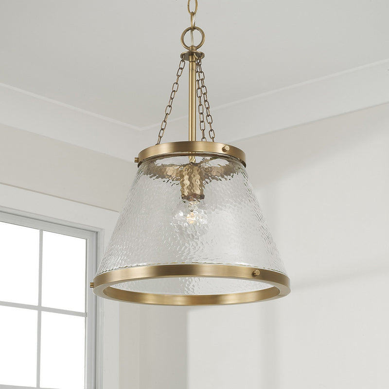 Capital Lighting 355312AD One Light Pendant, Aged Brass