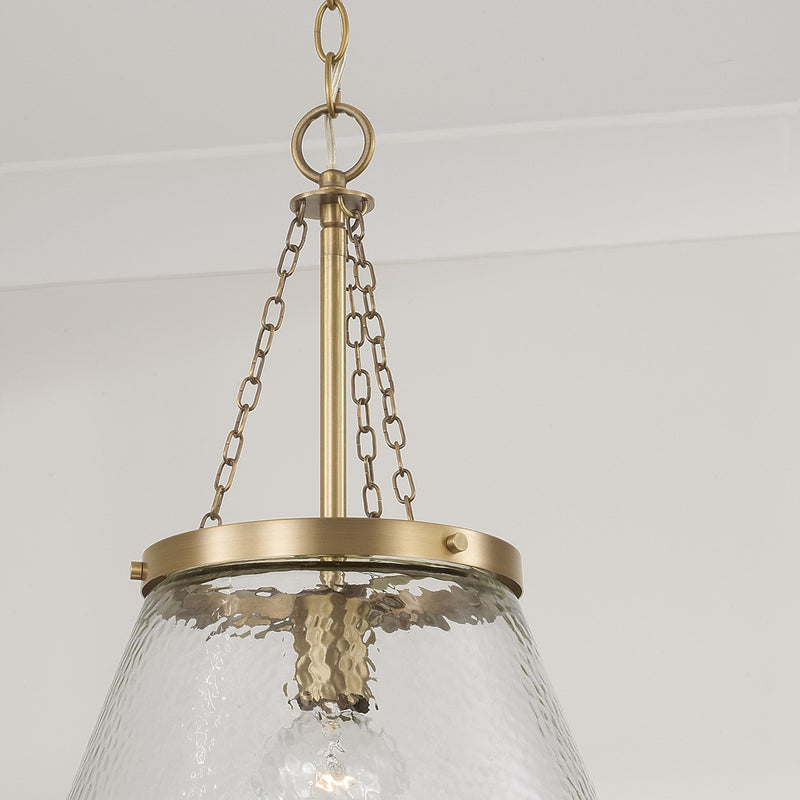 Capital Lighting 355312AD One Light Pendant, Aged Brass