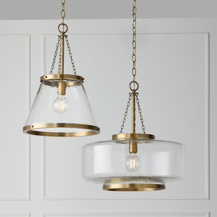 Capital Lighting 355312AD One Light Pendant, Aged Brass