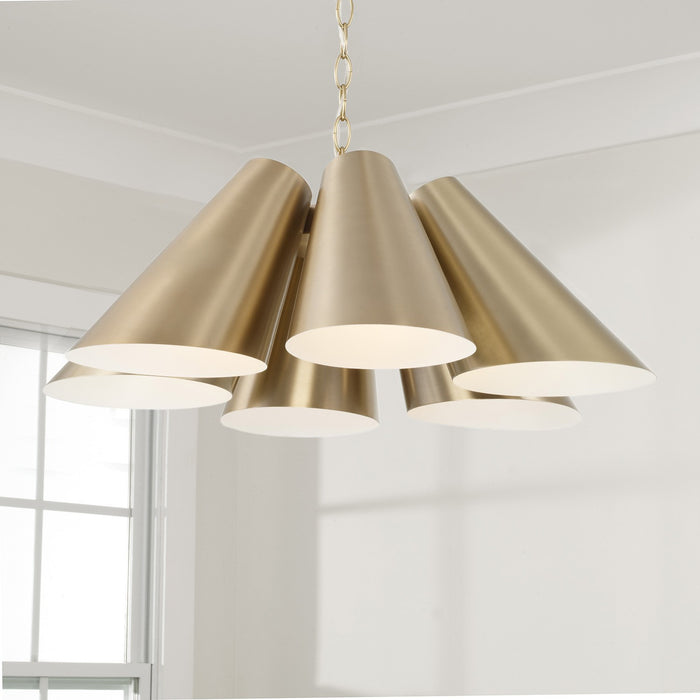 Capital Lighting 354961MA Six Light Pendant, Matte Brass