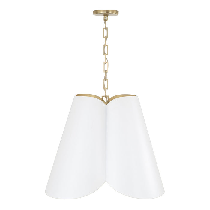Capital Lighting 355441RE Four Light Pendant, Matte Brass and White