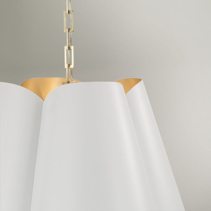 Capital Lighting 355441RE Four Light Pendant, Matte Brass and White