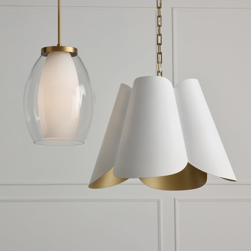 Capital Lighting 355441RE Four Light Pendant, Matte Brass and White