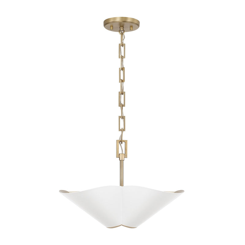 Capital Lighting 355442RE Four Light Pendant, Matte Brass and White