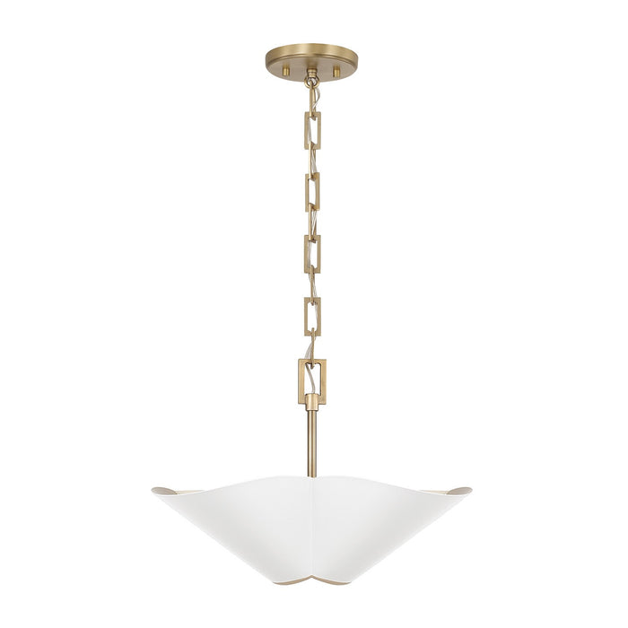 Capital Lighting 355442RE Four Light Pendant, Matte Brass and White
