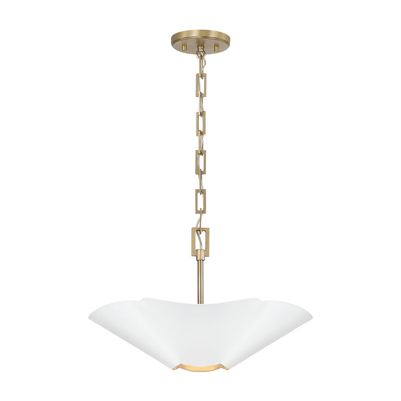 Capital Lighting 355442RE Four Light Pendant, Matte Brass and White