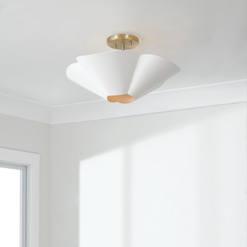 Capital Lighting 355442RE Four Light Pendant, Matte Brass and White