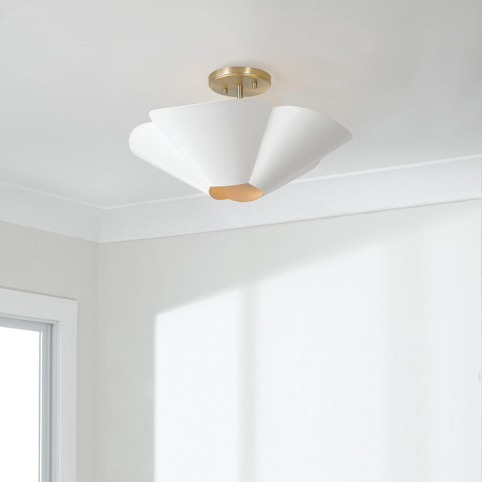 Capital Lighting 355442RE Four Light Pendant, Matte Brass and White