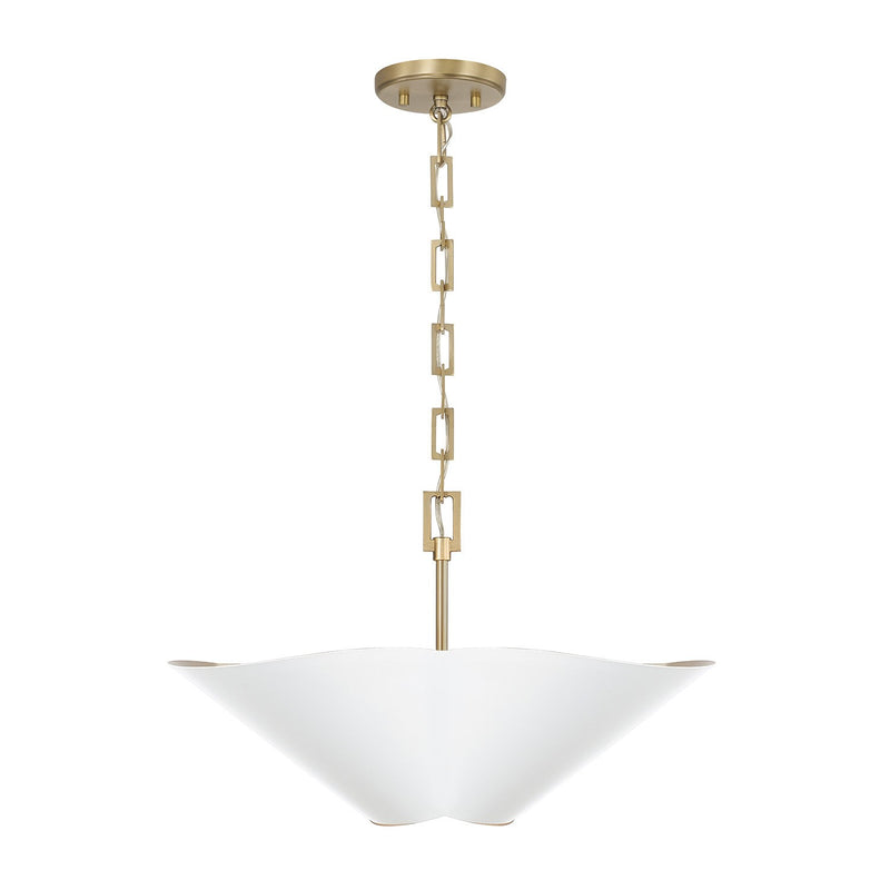 Capital Lighting 355443RE Four Light Pendant, Matte Brass and White