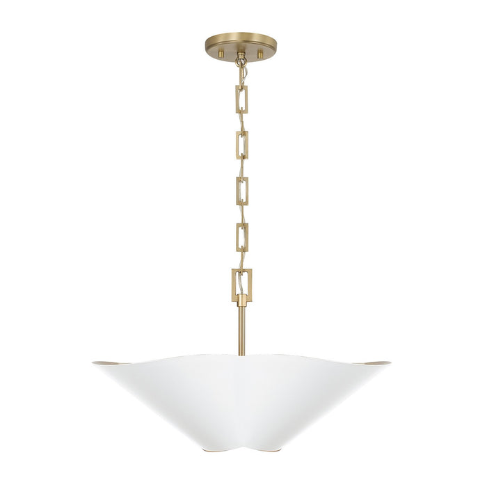 Capital Lighting 355443RE Four Light Pendant, Matte Brass and White