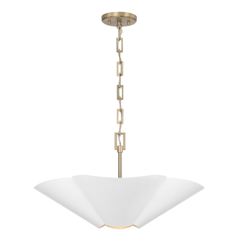Capital Lighting 355443RE Four Light Pendant, Matte Brass and White