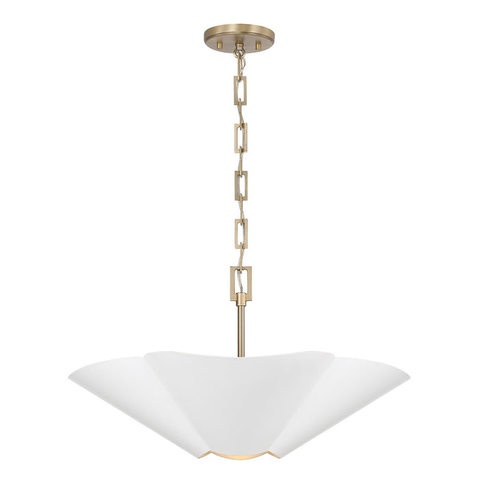 Capital Lighting 355443RE Four Light Pendant, Matte Brass and White