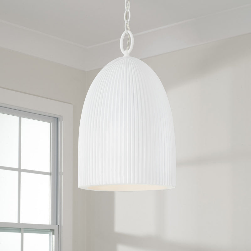 Capital Lighting 356111CE One Light Pendant, Ceramic White