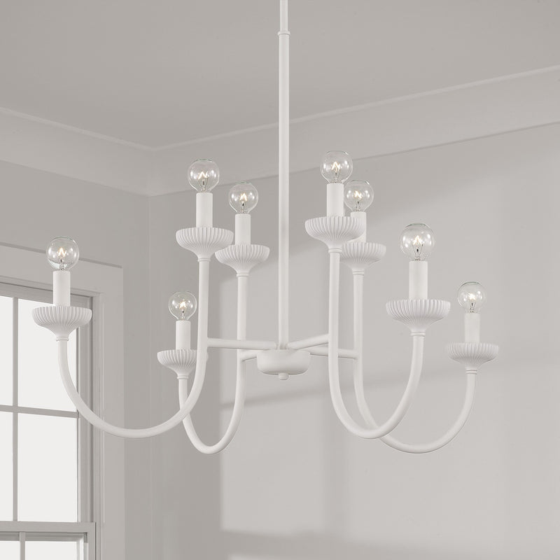 Capital Lighting 456181CE Eight Light Chandelier, Ceramic White